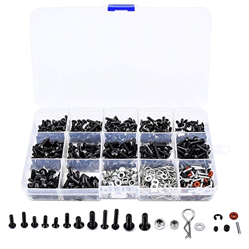 Asinfter 500 STÜCKE RC Auto Schrauben Kit M3 Sechskant Schrauben Mutter HüLle Schnalle RC Reparatur Werkzeug Kit für Arrma 1/8-1/16 RC Autos von Asinfter