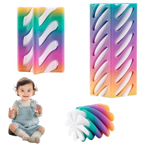 3 Stück Impossible Cone Fidget Spirale Lustiges Spiral Shooter,Leicht,Kompakt,Angstlinderung und Anti-Stress-Spielzeug für Kinder und Erwachsene (Regenbogenfarben) von Asitanie