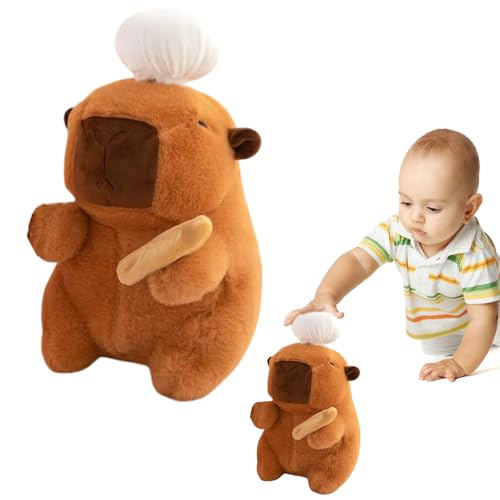 Asitanie Capybara Kuscheltier Niedliche Capybara Plushie Puppen Wasserschwein Kuscheltier Hält Toast,Stofftier,Geeignet Als Geschenk für Jungen und Mädchen (25 cm) von Asitanie
