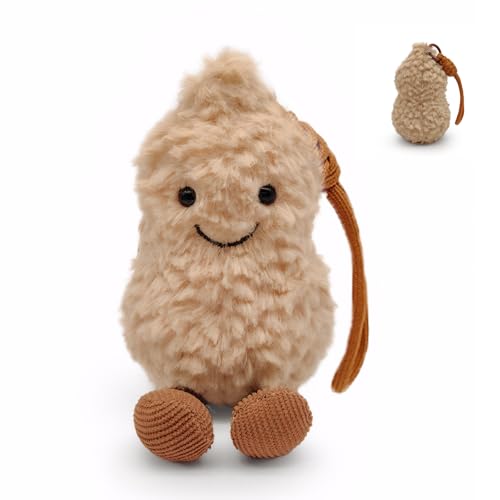 Asitanie Erdnuss Kuscheltier,15cm Erdnuss Schlüsselanhänger,Peanut Kuscheltier,Weich und Hautfreundlich,Verformt Sich Nicht Leicht,Süßer Ausdruck,EIN Lustiges und Aufmerksames Geschenk für Kinder von Asitanie