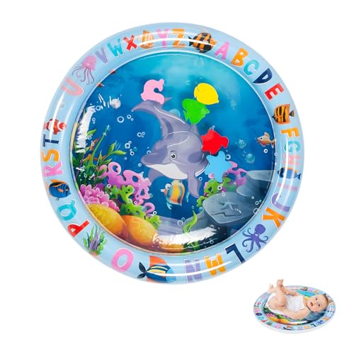Asitanie Wasserspielmatte Baby,Wassermatte,Auslaufsicher Wassermatte Baby bpa frei,Geeignet für Babys im Alter von 3,6 und 9 Monaten,Die Wasserspielmatte bringt Kindern viel Spaß(60×60cm,Delphin) von Asitanie
