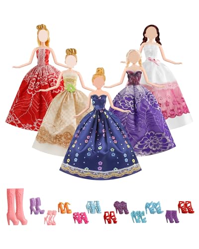 Asiv 17 Stück Mode Urlaubstag Kleidung Kleider für Barbie Puppen Doll, 5 Partymoden Hochzeit Prinzessin Kleider + 12 Paar Schuhe für Weihnachten und Geburtstag Geschenk Asiv 17 Stück Mode Urlaubstag Kleidung Kleider für Barbie Puppen Doll, 5 Partymoden Hochzeit Prinzessin Kleider + 12 Paar Schuhe für Weihnachten und Geburtstag Geschenk von Asiv