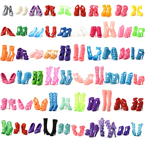 Asiv Puppenkleidungszubehör, 60 Paar Schuhe und Accessoires in verschiedenen Stilen, geeignet für Puppen mit einer Größe von 11,5 Zoll, Geschenke für Mädchen von Asiv