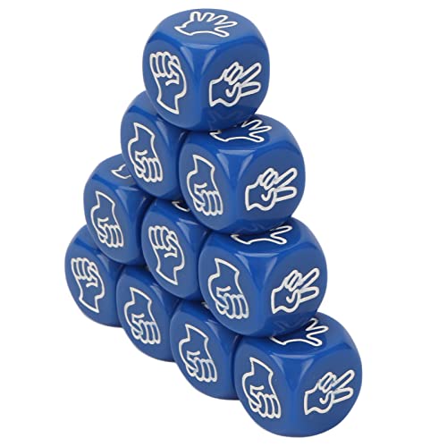 10 Stück Finger-Ratespielwürfel, 6-seitige 20-mm-Standardspielwürfel, Papierscheren-Spielwürfelset für Erwachsene, Kinder, Familienfeiern, Bildung, Spielwürfel-Set (Blue) von Asixxsix