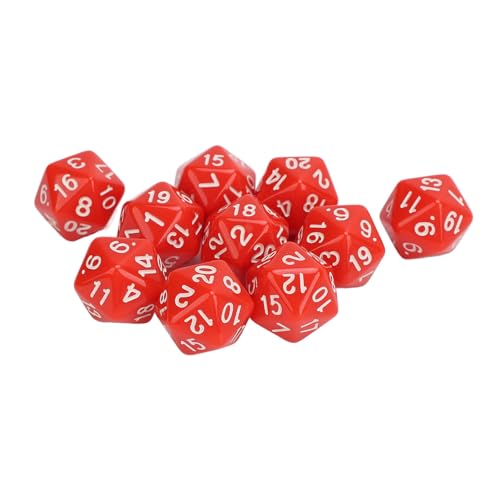 10-teiliges Polyedrisches Würfelset, 20-seitige Kunststoffwürfel mit Klaren Zahlen, Leichtes, Tragbares D20-Würfelset für Rollenspiele, MTG-Tischspiele, (Rot) von Asixxsix