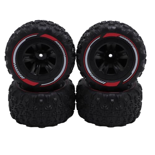 Asixxsix 4pcs RC Crawler Wheelreifen Gummireifen, Einfache Installation RC -Radreifen mit Nicht -Schlupf -Textur und Sockel M3 M4 -Nuss für 1/14 1/16 RC Car Crawler (Black) von Asixxsix