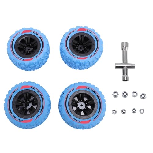 Asixxsix 4pcs RC Crawler Wheelreifen Gummireifen, Einfache Installation RC -Radreifen mit Nicht -Schlupf -Textur und Sockel M3 M4 -Nuss für 1/14 1/16 RC Car Crawler (Blue) von Asixxsix