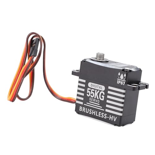 Asixxsix 55 Kg Programmierbares Lenkservo, Digitales Wasserdichtes Servo mit Metallgetriebe und IP67 für RC-Autos Im Maßstab 1/8, 1/10 und 1/12, Bürstenloses Servo mit Hohem Drehmoment von Asixxsix