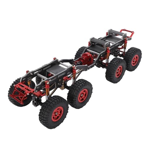 Asixxsix Axial SCX24 RC -Auto -Chassis -Rahmenersatz, Legierungsmetall- und Kohlefaser, 8x8 Niedrigmitte -Schwerkraft, RC Crawler Climbing Car DIY, RC Crawler Autoteile (mit Rädern) (Schwarz Rot) von Asixxsix