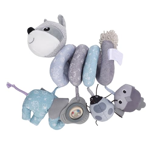 Asixxsix Baby Krippe Hängendes Spielzeug, Weiche Spiral Rasseln für Neugeborene 0 6 Monate mit Plüsch Anhängern für Sensorische Entwicklung und Visuelle Verfolgung (Grey) von Asixxsix