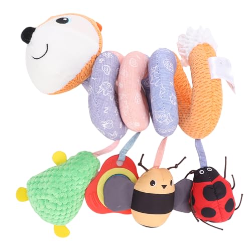 Asixxsix Baby Krippe Hängendes Spielzeug, Weiche Spiral Rasseln für Neugeborene 0 6 Monate mit Plüsch Anhängern für Sensorische Entwicklung und Visuelle Verfolgung (ORANGE) von Asixxsix