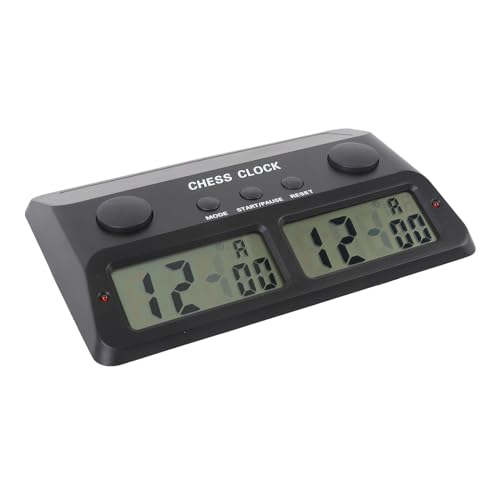 Asixxsix Digitale Schachuhr, Professioneller Schachtimer für Brettspiele mit Alarmfunktion und Bonuszeit, 12 -Stunden -Formatdisplay, 2 AA -Batterien (Nicht enthalten) von Asixxsix