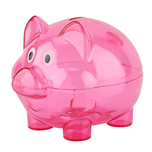 Asixxsix Kleine Pädagogische -Sparschweine Aus-Dasichtigem Kunststoff, Cartoon-Schweinigenform, Transparent (Kleine Rosenrot) von Asixxsix