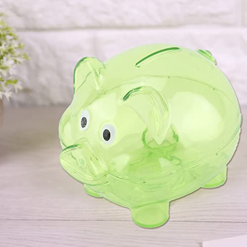 Asixxsix Kleine Pädagogische -Sparschweine Aus-Dasichtigem Kunststoff, Cartoon-Schweinigenform, Transparent (Kleiner Größe grün) von Asixxsix