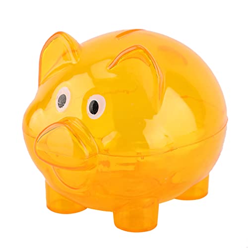 Asixxsix Kleine Pädagogische -Sparschweine Aus-Dasichtigem Kunststoff, Cartoon-Schweinigenform, Transparent (kleine Orange) von Asixxsix