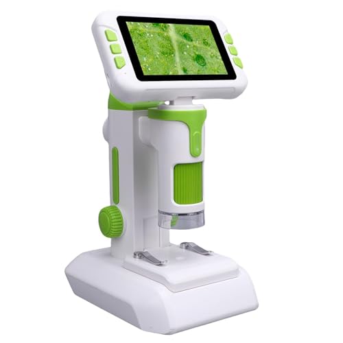 Asixxsix Mikroskop für Kinder, 1080p HD 1600X -Taschen -Digitalmikroskope mit 4 -Zoll -Bildschirm und LED -Licht, Wiederaufladbare Tragbare Handspiele für Tragbare Handheld -Mikroskop (Green) von Asixxsix