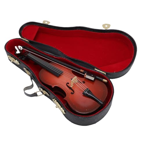Asixxsix Miniatur -Cello -Modell, Hölzerne Mini -Musikinstrument Replik mit Standbogen und Gehäuse, Cello -Instrumente für Home Decoration Schlafzimmer Office Dollhouse Display von Asixxsix