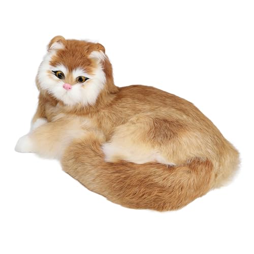 Asixxsix Orange Tabby Cat, Adorable Lifelike Stuffed Cat Simulation Plüschtiere Interaktive Haustiere Stuffed Toys Animal Sculpture Art Decoration Geschenke für Senioren Kinder von Asixxsix