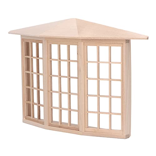 Puppenhaus Miniatur Erkerfenster, Maßstab 1:12 Holz Puppenhaus Fenster 45 Grad Ecke 3-seitiges Fenster Modell Puppenhaus Möbel Miniatur Fensterrahmen für Puppenhaus Dekoration von Asixxsix