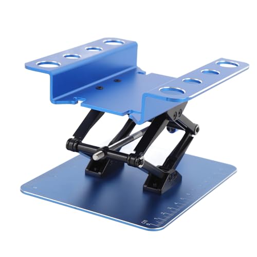 Asixxsix RC -Auto Arbeitsständer, Simulation Metall RC Car Reparatur Workstation Einstellbare Höhe Multifunktionaler RC-Autoständer Unterstützt die Plattform für 1: 8 und 1:10 (Blue) von Asixxsix