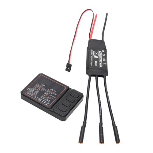 Asixxsix RC -Flugzeug Bürstenloser ESC, 50A Mehrere Wachen Bürstenlosen Motor Elektromotor für Modellflugzeuge, 5V 4A RC -Drohnenhubschrauberteil mit Programmierkarte von Asixxsix