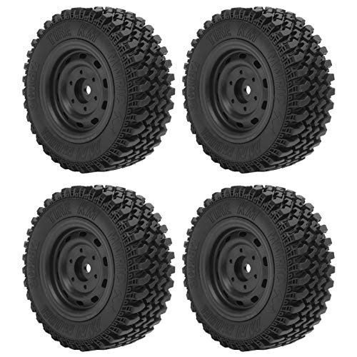 Asixxsix RC-Reifen, 80 Mm RC-Räder und Reifen, 4 Stück, Professionelle Kunststoff-Gummireifen, RC-Zubehör, Upgrade-Teile für MN86 RC-Auto, Heimwerker, rutschfest von Asixxsix
