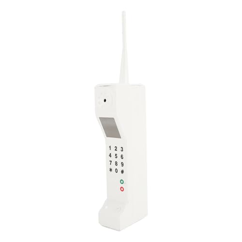 Asixxsix Retro Brick Handy Ornament, 80er 90er Vintage Brick Mobiltelefonmodell Tragbares Eiserne Altmodische Mobiltelefonvorlage Dekoration für Fotografie -Requisiten Filmszene (White) von Asixxsix