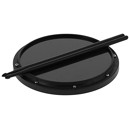 Dumb Drum Pad, Kohlefaser -Trommelsticks Drum -Trainingspad, Nicht -Schlupf -Stoßdämpfer -Matte mit Trommelstöcken, Percussion Drum Pad für Praxis -Percussion -Anfänger (Black) von Asixxsix