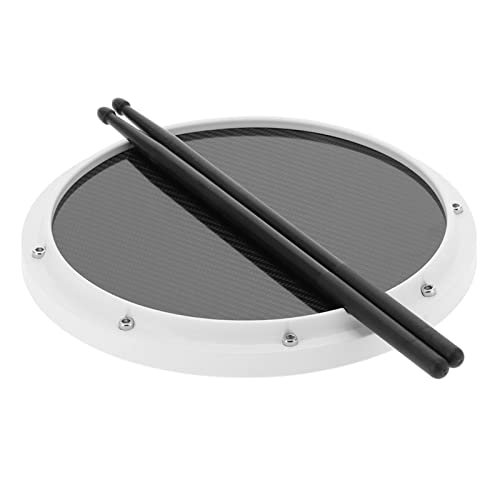 Dumb Drum Pad, Kohlefaser -Trommelsticks Drum -Trainingspad, Nicht -Schlupf -Stoßdämpfer -Matte mit Trommelstöcken, Percussion Drum Pad für Praxis -Percussion -Anfänger (White) von Asixxsix