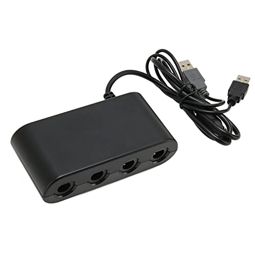 GC Controller-Adapter, 4 Anschlüsse, GC-Controller-Adapter, 3-in-1-Game-Controller-Adapter mit Turobo-Funktion für Switch für Wii U PC, GC-Adapter, Plug and Play von Asixxsix