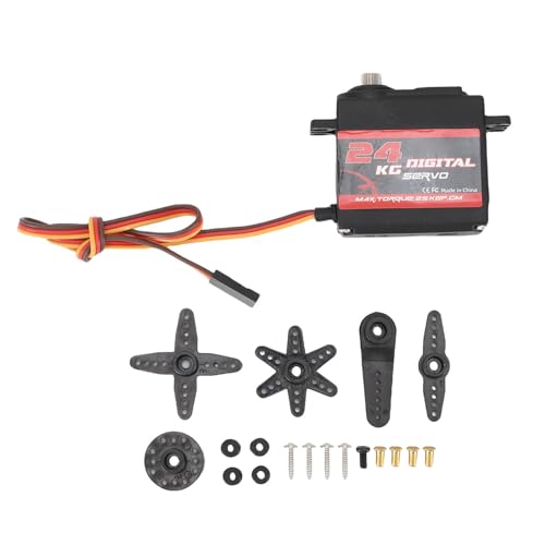 Hochmoment -Servo, 2,1 X 1,6 X 1,8 Zoll 25T Metal Getriebelenkeleuer -Steuerwinkel 180 ° Aluminiumlegierung Digitales Servo für 1/8 1/10 1/12 RC Car Roboter DIY Traxxas Scx10 (24 kg) von Asixxsix