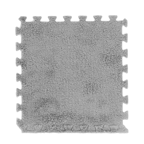Ineinandergreifender Teppich, 10 Stück Plüschschaum-Bodenmatte verhindert Verrutschen, quadratische ineinandergreifende Teppichfliesen, verdickte, weiche Kletterbereichsteppiche von Asixxsix