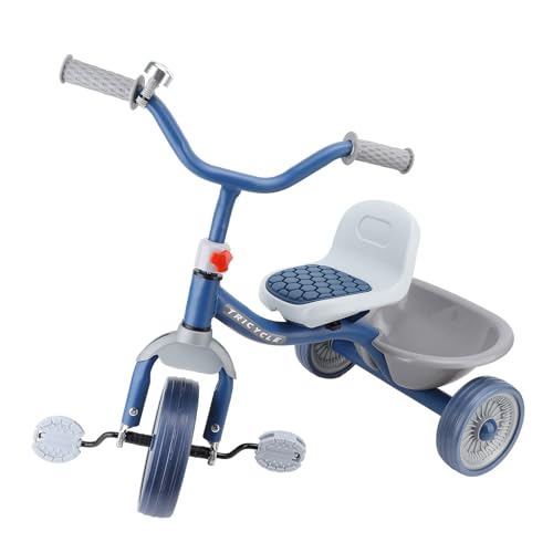 Kleinkind-Dreiräder, Klassisches Kinder-Dreirad mit Aufbewahrungskorb und Abnehmbarem Pedal, rutschfeste, Leise Reifen, Niedrig Positioniertes Baby-Laufrad mit Stahl-Dreiradrahmen von Asixxsix