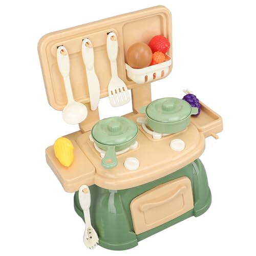 Küchenutensilien-Set für, Realistisches Kochspielset mit Töpfen, Pfannen, Besteck, Einfache Reinigung und Aufbewahrung, Sicheres Material, für Fantasievolles Spielen (Green) von Asixxsix