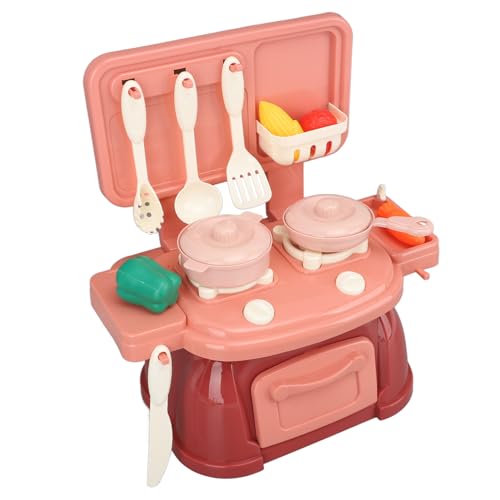 Küchenutensilien-Set für, Realistisches Kochspielset mit Töpfen, Pfannen, Besteck, Einfache Reinigung und Aufbewahrung, Sicheres Material, für Fantasievolles Spielen (Rot) von Asixxsix