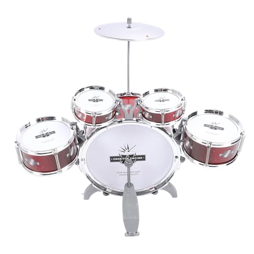 Verbesserter Kid Drum Set mit Stuhl, Early Education Jazz Drum Set mit 5 Drums, Percussion Musical Instruments Spielzeug für 3 4 5 6 7 8 9 Mädchen, Kleinkind -Drum Set Toy von Asixxsix