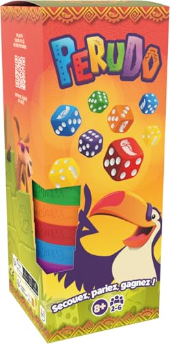 ASMODEE - Perudo Gesellschaftsspiel für Erwachsene und Kinder ab 8 Jahren – Schütteln, sprechen, gewinnen – Würfelspiel und Bluff – 2 bis 6 Spieler – 30 Minuten – französische Version von ASMODEE