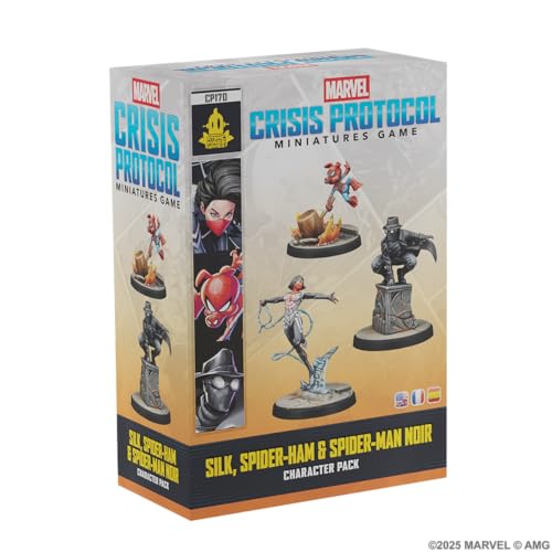 Asmodee, Marvel: Crisis Protocol – Silk, Spider-Ham & Spider-Man Noir, Character Pack, Atomic Mass Games, Tabletop, 2 Players, from Age 14+, 90-120 Minutes, English, French and Spanish Asmodee, Marvel: Crisis Protocol – Silk, Spider-Ham & Spider-Man Noir, Character Pack, Atomic Mass Games, Tabletop, 2 Players, from Age 14+, 90-120 Minutes, English, French and Spanish von Asmodee