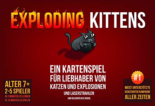 Exploding Kittens, Exploding Kittens, Grundspiel, Partyspiel, Kartenspiel, 2-5 Spieler, Ab 7+ Jahren, 15+ Minuten, Deutsch von Exploding Kittens