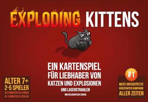 Exploding Kittens, Exploding Kittens, Grundspiel, Partyspiel, Kartenspiel, 2-5 Spieler, Ab 7+ Jahren, 15+ Minuten, Deutsch von Exploding Kittens