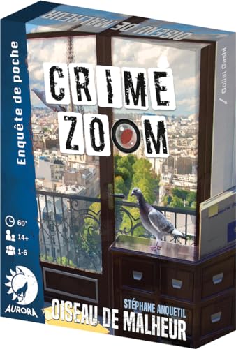 ASMODEE Aurora Crime Zoom: Vogel des Malheur – Gesellschaftsspiel – Ermittlungs- und Beobachtungsspiel – ab 14 Jahren – 1 bis 6 Spieler – französische Version von ASMODEE