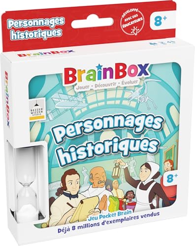 Asmodee - BrainBox Pocket: historische Charaktere – Gesellschaftsspiele für Familie und Kinder ab 8 Jahren – Spiel mit Speicher- und Beobachtungskarten – 1 Spieler – französische Version von Asmodee