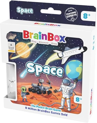 BrainBox Pocket Space, lustiges und lehrreiches Reisekartenspiel, ab 8 Jahren, für 1 Spieler, 10 Minuten Spieldauer von Brain Box