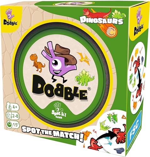 Asmodee Dobble Dinosaurier, Familien-Kartenspiel, ab 4 Jahren, für 2–8 Spieler, 15 Minuten Spieldauer von Asmodee