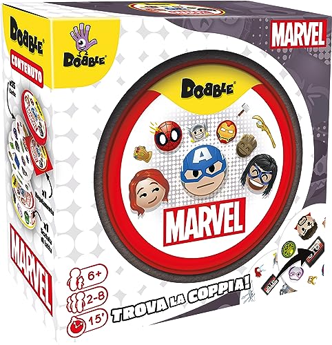 Asmodee Dobble Marvel Emoji, Brettspiel, 2 und 8 Spieler, ab 6 Jahren, italienische Ausgabe, umweltfreundliches Paket von Asmodee