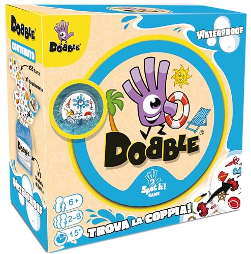 Asmodee Dobble: Waterproof, Kartenspiel für die ganze Familie, italienische Ausgabe, 8247, Single. von Asmodee