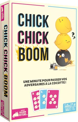 Asmodee - Chick Boom – Gesellschaftsspiel für Erwachsene & Kinder ab 7 Jahren – Kartenspiel – Verbringen Sie Ihre Gegner an die Bräter – 2 bis 8 Spieler – 10 Minuten – auf Französisch – Exploding von Asmodee