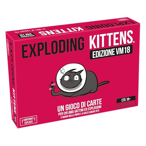 Asmodee - Exploding Kittens VM18 - Pink Edition, Kartenspiel, Party Game, verboten für Kinder unter 18-Jahren, 2-5 Spieler, italienische Ausgabe von Asmodee