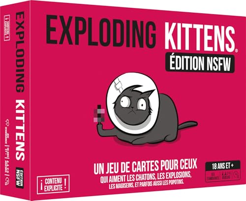 Asmodee - Exploding Kittens: NSFW Edition – Rosa – Gesellschaftsspiele – Karten- und Stimmungsspiel für Erwachsene – ab 18 Jahren – 2 bis 5 Spieler – 15 Minuten – französische Version von Asmodee