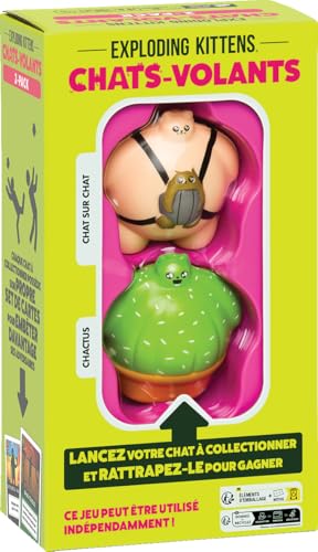 Asmodee - Katzen – Fliegen: Pack 2 Katzen Nr. 2 – Gesellschaftsspiele, ein Kartenspiel der Ersteller von Exploding Kittens, Familien- und Kinderspiel ab 8 Jahren, 2 Spieler und +, französische Version von Asmodee